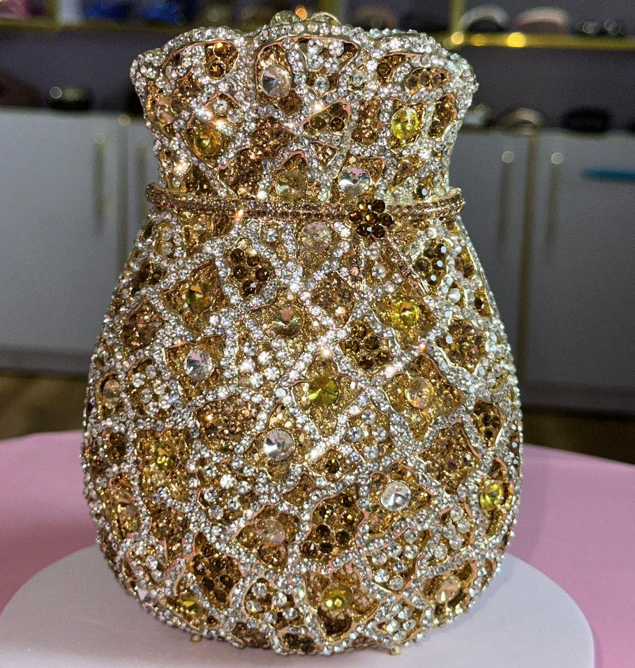 Pine Gold Stoned Clutch