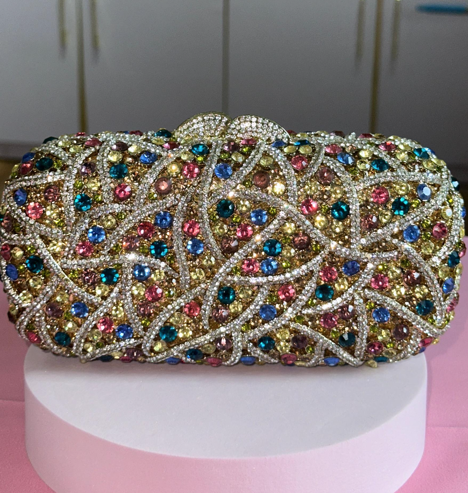 Multicolored Stoned Clutch