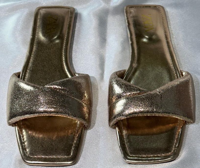 Zara Gold Slippers Size