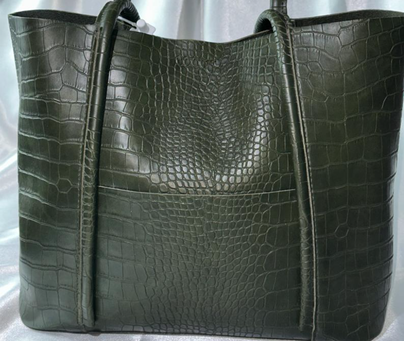 Green Croc Leather Handbag