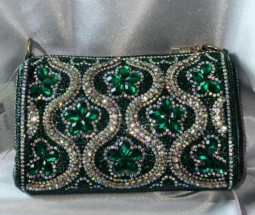 Rhinestone Green Embellished Clutch